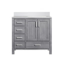 Lexora Jacques 36" W x 22" D Offset Distressed Grey Single Bath Vanity and Marble Top