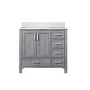 Lexora Jacques 36" W x 22" D Offset Distressed Grey Single Bath Vanity and Marble Top