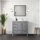 Lexora Jacques 36" W x 22" D Offset Distressed Grey Single Bath Vanity with Marble Top and 34" Mirrors