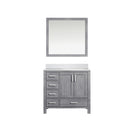 Lexora Jacques 36" W x 22" D Offset Distressed Grey Single Bath Vanity with Marble Top and 34" Mirrors