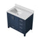 Lexora Jacques 36" W x 22" D Offset Navy Blue Single Bath Vanity and Marble Top