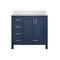 Lexora Jacques 36" W x 22" D Offset Navy Blue Single Bath Vanity and Marble Top