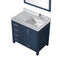 Lexora Jacques 36" W x 22" D Offset Navy Blue Single Bath Vanity Marble Top with Faucet Set and 34" Mirrors