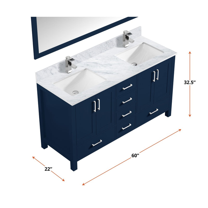 Lexora Jacques 60" W x 22" D Double Bath Vanity