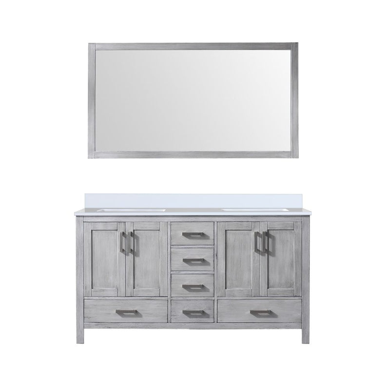 Lexora Jacques 60" W x 22" D Double Bath Vanity and Marble Top with 58" Mirror