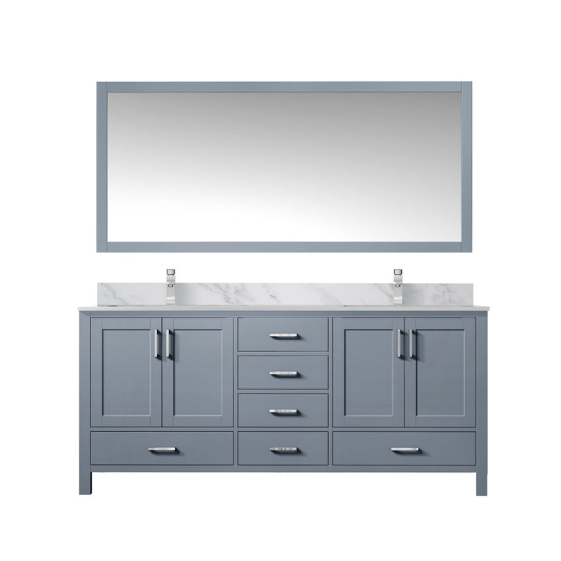 Lexora Jacques 60" W x 22" D Double Bath Vanity and Marble Top with Faucet Set and 58" Mirror