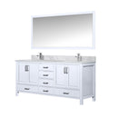 Lexora Jacques 72" W x 22" D Double Bath Vanity and Marble Top, Faucet Set with 28" Mirror