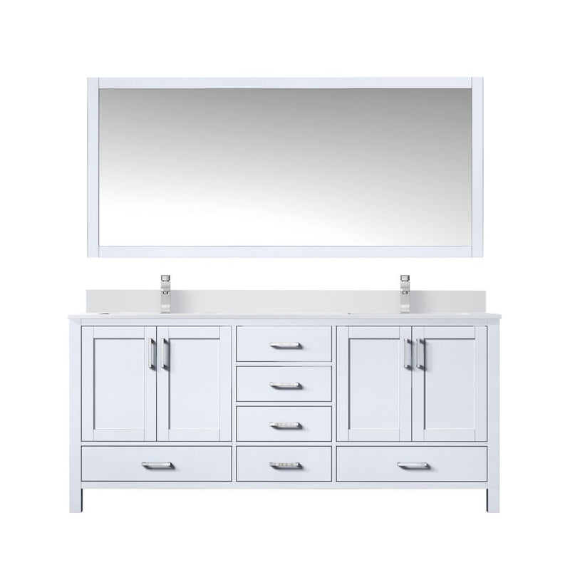 Lexora Jacques 72" W x 22" D Double Bath Vanity and Marble Top, Faucet Set with 28" Mirror