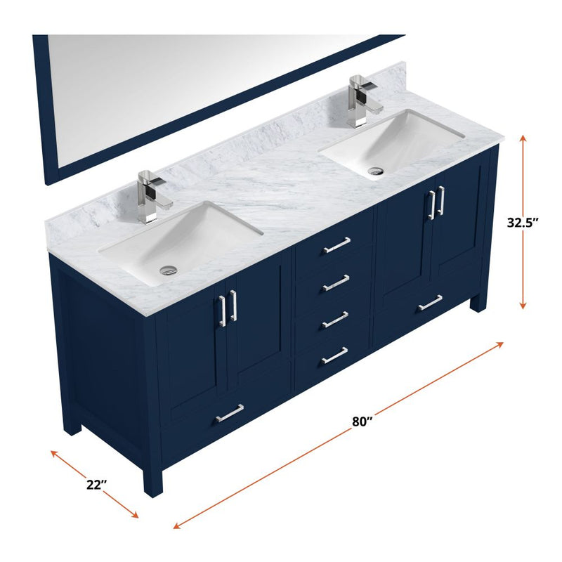 Lexora Jacques 80" W x 22" D Double Bath Vanity and 30" Mirrors