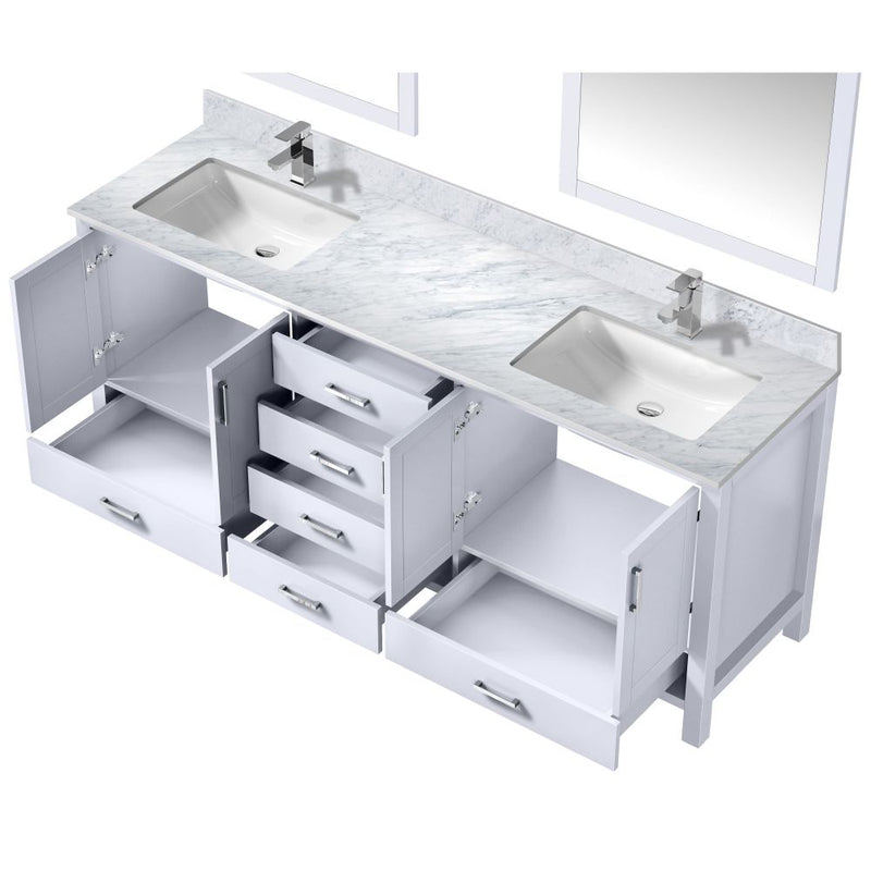 Lexora Jacques 80" W x 22" D Double Bath Vanity and Marble Top with Faucet Set and 30" Mirrors