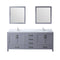 Lexora Jacques 80" W x 22" D Double Bath Vanity and Marble Top with Faucet Set and 30" Mirrors