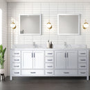 Lexora Jacques 84" W x 22" D White Double Bath Vanity and Marble Top