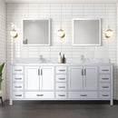 Lexora Jacques 84" W x 22" D White Double Bath Vanity with Marble Top and 34" Mirrors