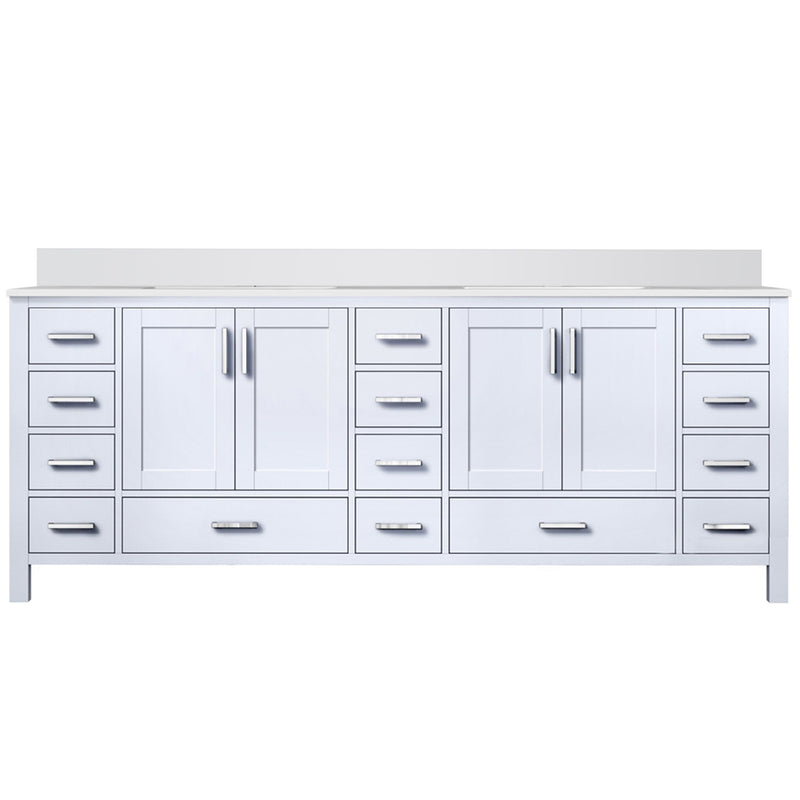 Lexora Jacques 84" W x 22" D White Double Bath Vanity and Marble Top