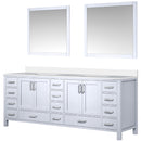 Lexora Jacques 84" W x 22" D White Double Bath Vanity with Marble Top and 34" Mirrors