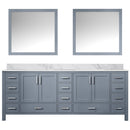 Lexora Jacques 84" W x 22" D Dark Grey Double Bath Vanity with Marble Top and 34" Mirrors