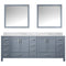 Lexora Jacques 84" W x 22" D Dark Grey Double Bath Vanity with Marble Top and 34" Mirrors