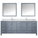 Lexora Jacques 84" W x 22" D Dark Grey Double Bath Vanity Marble Top with Faucet Set and 34" Mirrors