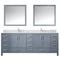 Lexora Jacques 84" W x 22" D Dark Grey Double Bath Vanity Marble Top with Faucet Set and 34" Mirrors