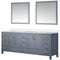 Lexora Jacques 84" W x 22" D Dark Grey Double Bath Vanity with Marble Top and 34" Mirrors