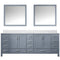 Lexora Jacques 84" W x 22" D Dark Grey Double Bath Vanity with Marble Top and 34" Mirrors