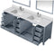 Lexora Jacques 84" W x 22" D Dark Grey Double Bath Vanity Marble Top with Faucet Set and 34" Mirrors