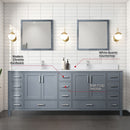 Lexora Jacques 84" W x 22" D Dark Grey Double Bath Vanity Marble Top with Faucet Set and 34" Mirrors