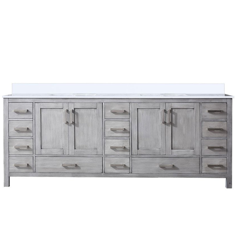 Lexora Jacques 84" W x 22" D Distressed Grey Double Bath Vanity and Marble Top