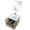 Lexora Lancy 24" W x 20" D Rustic Acacia Bath Vanity White Quartz Top with Faucet Set and 18" Mirror