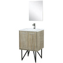 Lexora Lancy 24" W x 20" D Rustic Acacia Bath Vanity White Quartz Top with Faucet Set and 18" Mirror