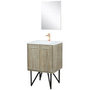 Lexora Lancy 24" W x 20" D Rustic Acacia Bath Vanity White Quartz Top with Faucet Set and 18" Mirror