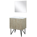 Lexora Lancy 30" W x 20" D Rustic Acacia Bath Vanity Marble Top and 28" Mirror