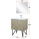 Lexora Lancy 30" W x 20" D Rustic Acacia Bath Vanity White Quartz Top with Faucet Set and 28" Mirror