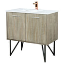 Lexora Lancy 36" W x 20" D Rustic Acacia Bath Vanity White Quartz Top with Faucet Set