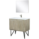 Lexora Lancy 36" W x 20" D Rustic Acacia Bath Vanity White Quartz Top with Faucet Set and 28" Mirror