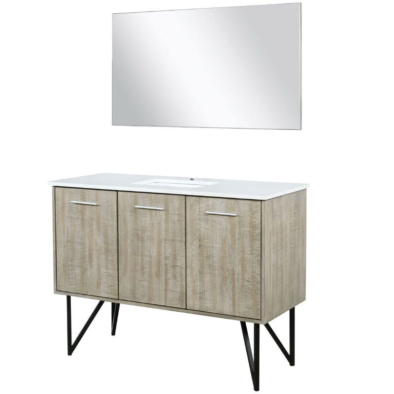 Lexora Lancy 48" W x 20" D Rustic Acacia Bath Vanity Marble Top and 43" Mirror