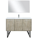 Lexora Lancy 48" W x 20" D Rustic Acacia Bath Vanity White Quartz Top with Faucet Set and 43" Mirror