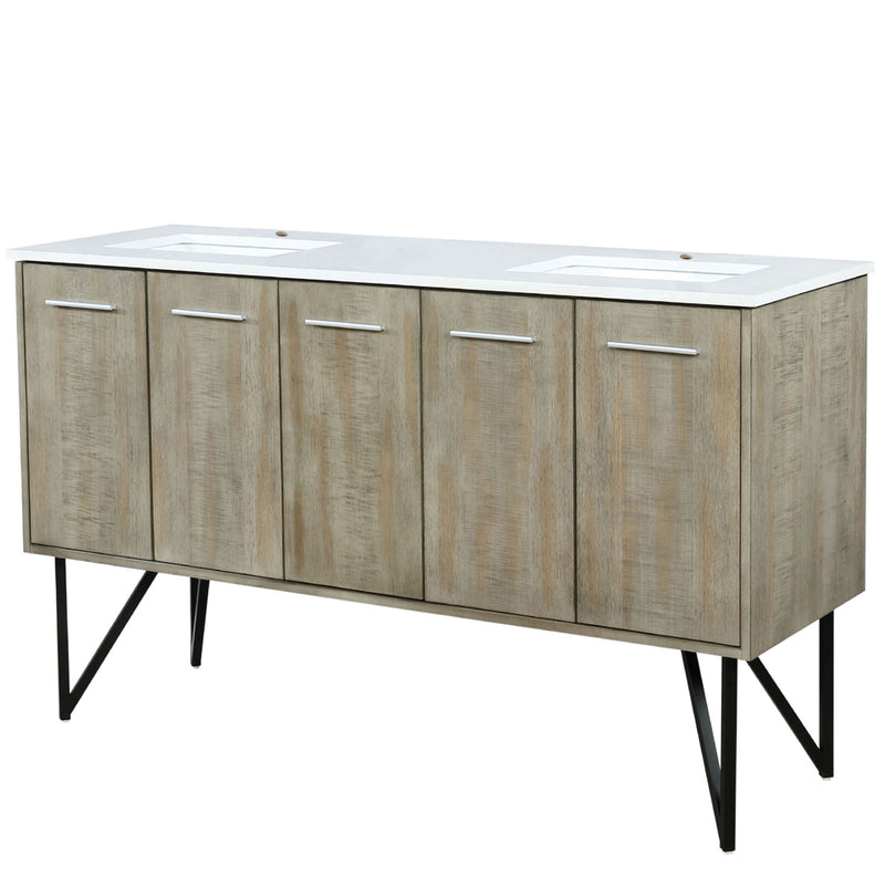 Lexora Lancy 60" W x 20" D Rustic Acacia Double Bath Vanity and Marble Top