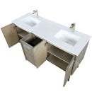 Lexora Lancy 60" W x 20" D Rustic Acacia Double Bath Vanity White Quartz Top with Faucet Set