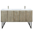 Lexora Lancy 60" W x 20" D Rustic Acacia Double Bath Vanity White Quartz Top with Faucet Set