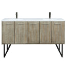 Lexora Lancy 60" W x 20" D Rustic Acacia Double Bath Vanity White Quartz Top with Faucet Set