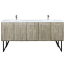 Lexora Lancy 72" W x 20" D Rustic Acacia Double Bath Vanity White Quartz Top with Faucet Set