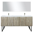 Lexora Lancy 72" W x 20" D Rustic Acacia Double Bath Vanity White Quartz Top with Faucet Set and 70" Mirror