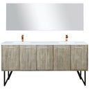 Lexora Lancy 72" W x 20" D Rustic Acacia Double Bath Vanity White Quartz Top with Faucet Set and 70" Mirror