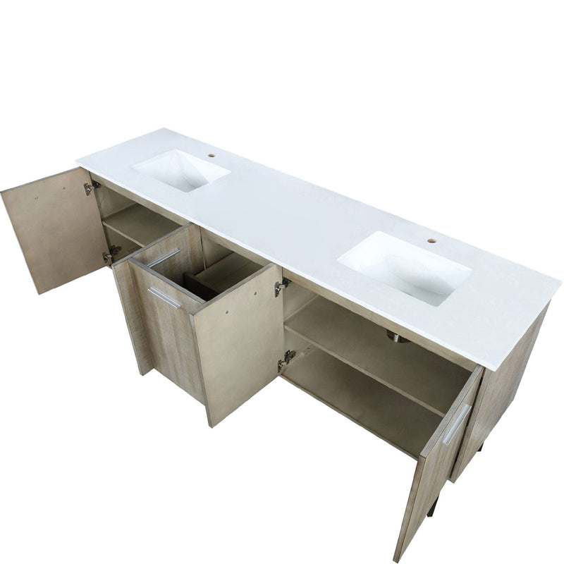 Lexora Lancy 80" W x 20" D Rustic Acacia Double Bath Vanity and Marble Top