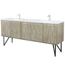 Lexora Lancy 80" W x 20" D Rustic Acacia Double Bath Vanity White Quartz Top with Faucet Set