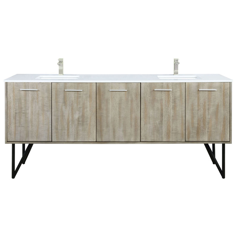 Lexora Lancy 80" W x 20" D Rustic Acacia Double Bath Vanity White Quartz Top with Faucet Set