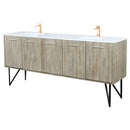 Lexora Lancy 80" W x 20" D Rustic Acacia Double Bath Vanity White Quartz Top with Faucet Set