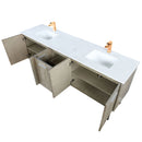 Lexora Lancy 80" W x 20" D Rustic Acacia Double Bath Vanity White Quartz Top with Faucet Set