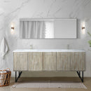 Lexora Lancy 80" W x 20" D Rustic Acacia Double Bath Vanity White Quartz Top with Faucet Set and 70" Mirror